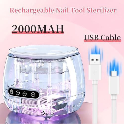 BQAN Rechargeable Nail Tool Cleaner, 3 Timers Mode Jewelry Cleaner, Portable 200ML Cleaning Machine for Nail Art Brushes, Drill Bits, Rings, Jewelry Home and Salon Use(White) - color: White