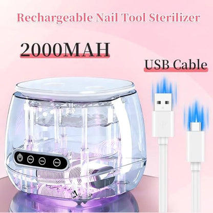 BQAN Rechargeable Nail Tool Cleaner, 3 Timers Mode Jewelry Cleaner, Portable 200ML Cleaning Machine for Nail Art Brushes, Drill Bits, Rings, Jewelry Home and Salon Use(White) - color: White