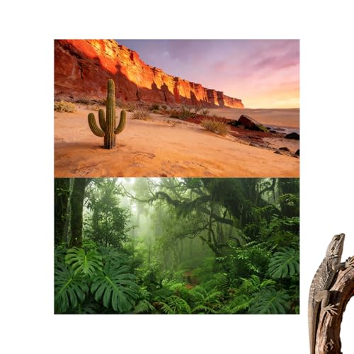 2 Pack Terrarium Background Cloth, 30x18 Inch Reptile Tank Background for Bearded Dragon & Leopard Gecko Tank Accessories, Polyester Aquarium Background with Desert & Forest Design - size: 30x18in