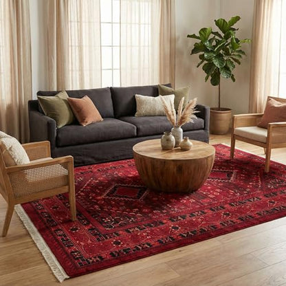Unique Loom Tekke Collection Area Rug - Sheibani (7' 1" x 10' Rectangle, Red/ Black) - size: 7'1" x 10' (Rectangular)