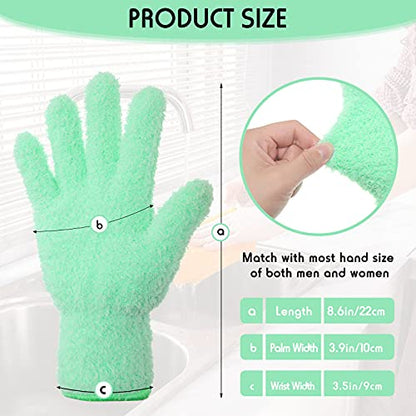 Patelai 4 Pairs Microfiber Plant Dusting Gloves Reusable Leaf Dust Cleaning Glove Mittens for Plants House Cleaning Car Blinds(Green, Dark Blue, Yellow, Purple)