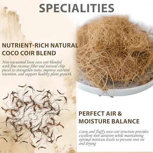 Natural Coconut Husk Fiber Organic Pure Coconut Husk Silk for Plants Coconut Fiber Substrate Loose & Fluffy Non-Vacuumed Easy to Separate for Orchids 1.76 Oz (50g) - size: 50g