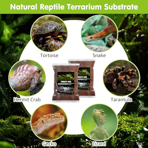VCEPJH Reptile Soil Substrate Burrowing Tortoise Bedding for Habitat Bearded Dragon Enclosure Topsoil Terrarium Substrate for Snake Tarantula Gecko Lizard Spidey Frog Hermit Crab (3 L)