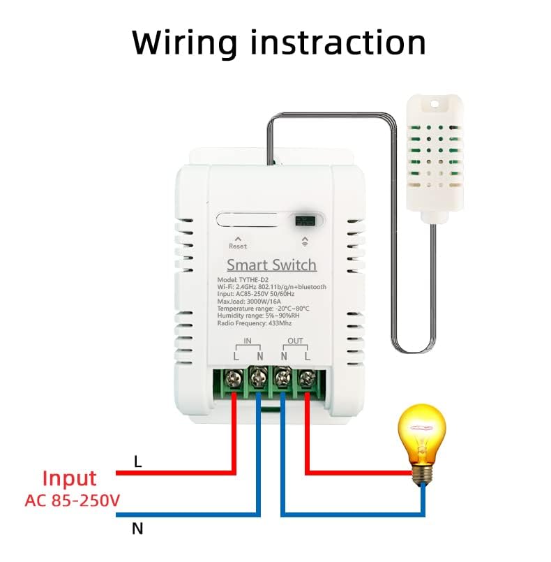 Tuya Smart WiFi 16A Temperature Humidity Switch Sensor Module with Energy Consumption Monitoring, APP Bluetooth Wireless Remote Control,Works with Alexa Google Home (Temperature Humidity) | Remote control, Bluetooth switch,AC85-250V Works with Alexa Googl