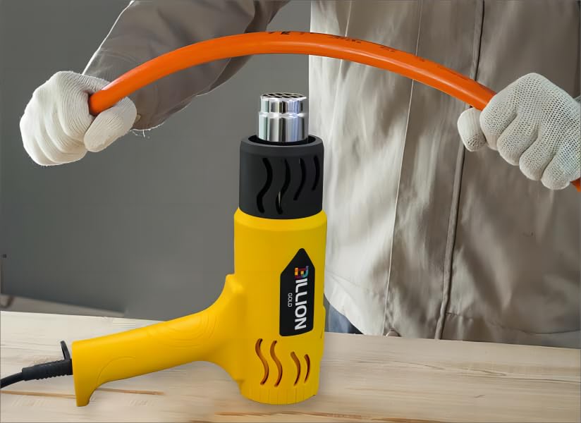Heat Gun, BILLION GOLD 1800W Hot Air Gun 752℉-1112℉ with 2 Temperature Setting, Heat Gun for Crafting, Shrink Tubing, Paint Removing - 2 Nozzles - color: Yellow-2