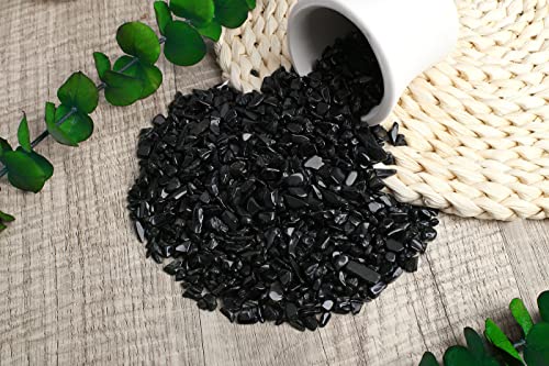 ZHIYUXI Obsidian Crystal Crystal Chips Fish Tank Gravel Vase Filler Stones Crushed Crystals Gemstone Polished Healing Crystals Natural Quartz Stone 0.44lbs - color: E# Obsidian, size: 0.44 Pound