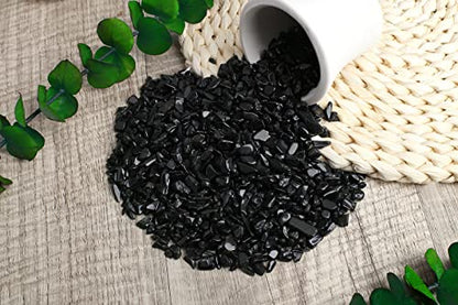ZHIYUXI Obsidian Crystal Crystal Chips Fish Tank Gravel Vase Filler Stones Crushed Crystals Gemstone Polished Healing Crystals Natural Quartz Stone 0.44lbs - color: E# Obsidian, size: 0.44 Pound