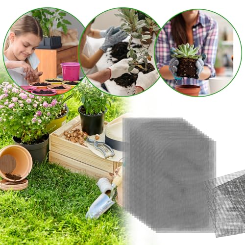 lasuroa 15pcs Flower Pot Hole Netting Mesh Pad, 30x20cm/11.8x7.8 Inch Bonsai Eye Mesh Drainage Screens Plant Pot Drainage Meshes Plant Accessories Kit Screen Meshes Preventing Substrate Leakage