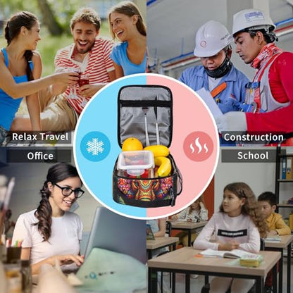 Mandala Elephant Art Adult Insulated Lunch Bag, Portable Thermal Cooler Tote With Pockets, Durable Polyester Lunch Box With Handle For Work, Office, Travel - color: Style 6
