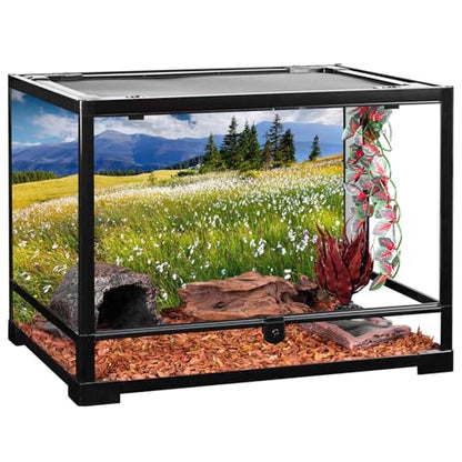 AWERT 36x24 inches Reptile Habitat Background Blue Sky White Clouds Mountains Forests Grasslands White Floral Nature Art Terrarium Background - size: 36x24in/90x60cm