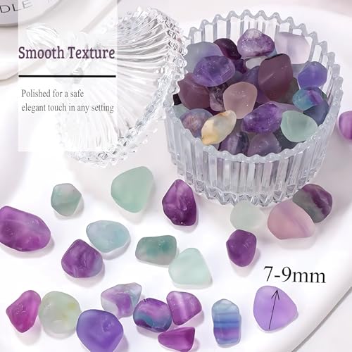 1lb Fluorite Aquarium Gravel Rocks - Tumbled Healing Crystal Chips - Bulk Gemstones for Fish Tank Decor - Fountain Vase Filler Planters - for Potted Plants