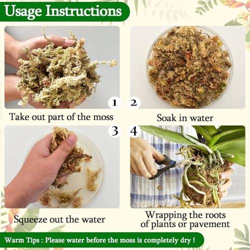 3.3lb Sphagnum Moss for Plants, 60QT Orchid Moss Potting Mix | Long Fiber Sphagnum Moss Dried for Plants Indoor, Orchid Repotting, Succulent, Carnivorous Plants, Terrarium and Reptiles - size: 3.3lb