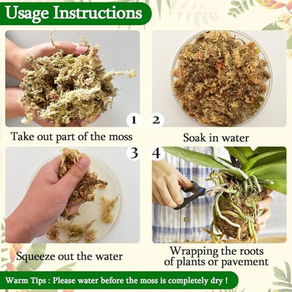 3.3lb Sphagnum Moss for Plants, 60QT Orchid Moss Potting Mix | Long Fiber Sphagnum Moss Dried for Plants Indoor, Orchid Repotting, Succulent, Carnivorous Plants, Terrarium and Reptiles - size: 3.3lb