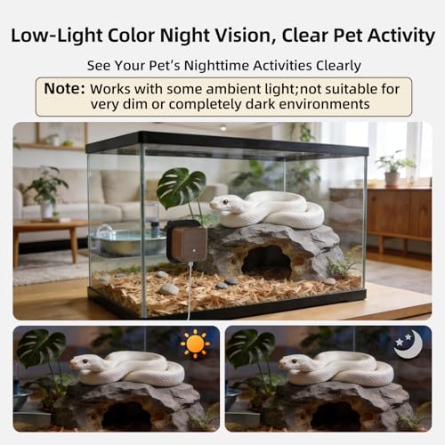 5MP Aquarium & Terrarium & Fish Tank Camera, Time Lapse WiFi Reptile Camera | 120° Anti-Glare Wide Angle Lens, Walnut Wood Case, Motion Detection, Video Playback, Easy Magnetic Mount for Pet Monitoring