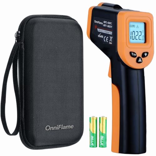 Blackstone Infrared Thermometer Temperature Gun for Cooking -58℉~1022℉ | IR Thermometer for Pizza Oven Griddle Cast Iron Non-Contact Digital Laser Thermometer Gun with Carrying Case (NOT for Human) - color: Black