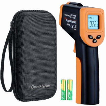 Blackstone Infrared Thermometer Temperature Gun for Cooking -58℉~1022℉ | IR Thermometer for Pizza Oven Griddle Cast Iron Non-Contact Digital Laser Thermometer Gun with Carrying Case (NOT for Human) - color: Black