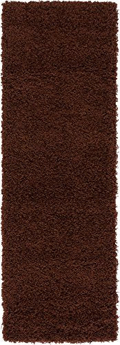 Unique Loom Solid Shag Collection Area Rug (2' 2" x 6' 5" Runner, Chocolate Brown) - color: Chocolate Brown, size: 2'2" x 6'5" (Rectangular)
