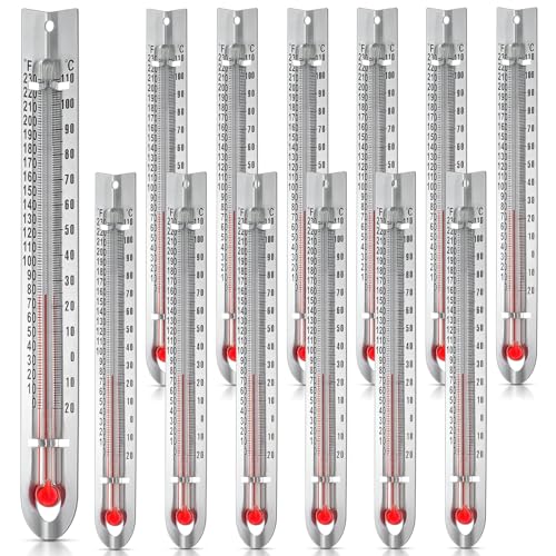 Tellegloww 12 Pcs V Shaped, Dual Scale Science Thermometers, Mercury Free Lab Thermometer for Student School Supplies, Classroom Teaching Tools for Kids, Adults