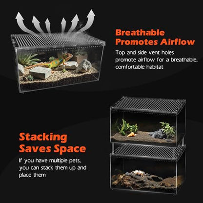 AZV Escape Proof Tarantula Enclosure,Polycarbonate Hermit Crabs Tank XLarge | Reptile Cage with Magnetic Lid,Ventilated Spider Terrarium,360° Clear View,Easy Clean Isopod Habitat for Gecko,Frogs,Insects - size: XLarge(15.74*9.84*7.87inch)