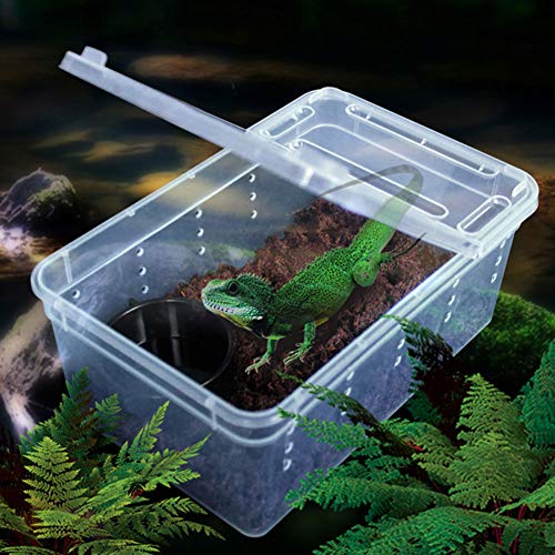 OMEM Portable Reptile Terrarium Habitat for Mini Pet Houses Breathable Holes Stackable Container (XS) - size: 1PCS-Clear-XS