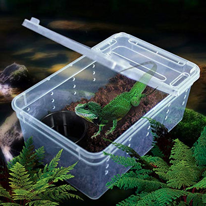 OMEM Portable Reptile Terrarium Habitat for Mini Pet Houses Breathable Holes Stackable Container (XS) - size: 1PCS-Clear-XS