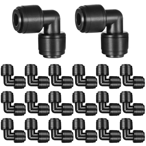 20 Pack 1/4" Quick Connect Fittings Elbow Connectors,1/4 Inch Irrigation Tubing Fittings Anti-Drop Push to Connect Fittings Locked Elbow for 1/4 Inch Drip Irrigation Tubing Garden Irrigation System - size: 20 Pack 1/4" Elbow