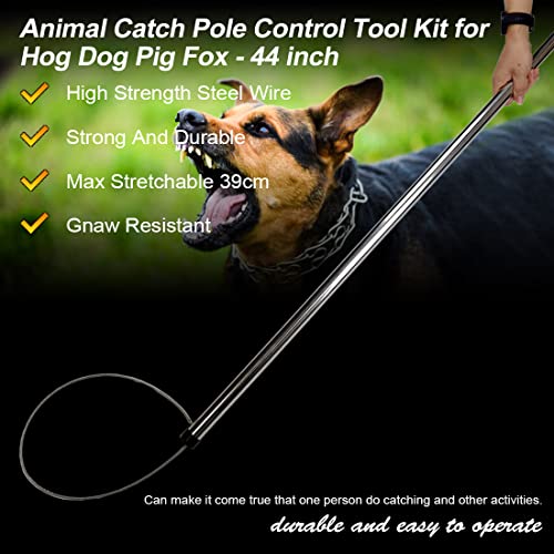 Yorikyas Animal Catch Pole Control Tool Kit -44 inch | for Dogs Feral Cat Raccoons Hog Pig Fox Coyote Bulldog Wolf Goat Calf Catching