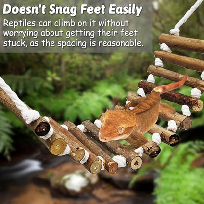 VCEPJH Reptile Bridge for Terrarium 2 Pack Wooden Bearded Dragon Climbing Ladder and Reptile Climbing Branch Decor 2 Pcs Bendable Jungle Vine for Gecko Bearded Dragons, Snake,Frogs