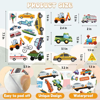 312Pcs Transportation Stickers, Cute Truck Stickers Construction Sticker Self-Adhesive Transportation Vehicle Paper Decals for Teaching School Home Party Supplies - style: Transportation