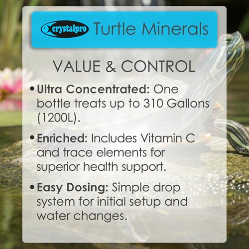 Crystalpro Turtle Minerals 4.22 Oz - Helps Grow a Better Shell and Improves General Health - Mineral Additive for Turtles- Aquarium Salt for Freshwater Tanks - Calcium for Turtle