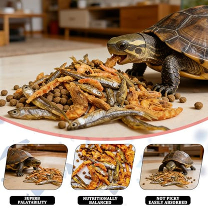 Buffet Blend Aquatic Turtle Food with Fish, Shrimp Proteins | Tortoise Food Pellets for Red-Eared Slider, Map, Painted, Box Turtle, Musk & Snapping Turtles (4 oz)