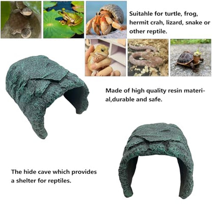Reptile Rock Hide Cave Large Terrarium Habitat Decor Rock Turtle Hide Tortoise Aquarium Hideout for Lizards Snake Amphibians Fish - style: STYLE-B
