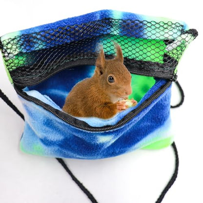 2 Packs Pet Bonding Pouch, Colorful Small Animal Carrier with Breathable Mesh Window, Pet Travel Carrier Accessories for Gerbils, Squirrels, Hamsters, Little Snakes, Geckos