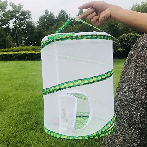Butterfly and Insect Garden Habitat Mesh Cage Collapsible Design, Bug Terrarium Pop Up 12" x 14" Tall