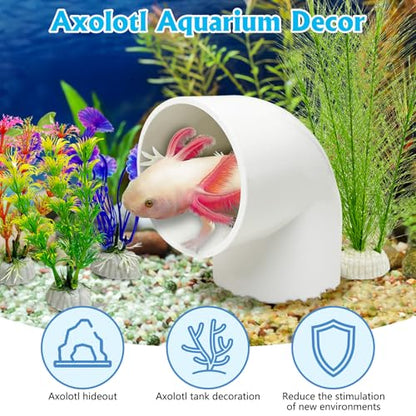 Hamiledyi Axolotl Hideout Tube Set Resting Tunnel for Aquarium Axolotl Cave Hideout Fish Tank Accessories Habitat Shelter for Turtle Betta Fish Lizard and Other Small Reptiles and Amphibians