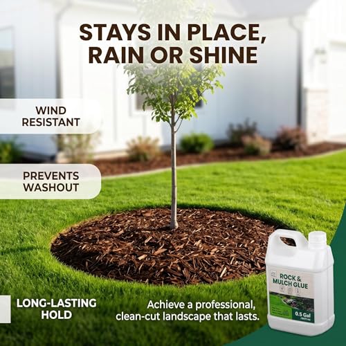 0.5 Gallon Rock Glue for Landscaping, Water-Based Gravel Binder | Landscape Adhesive for Gravel, Pebbles, Mulch and Decorative Rocks, Clear Drying Formula for Gardens, Pathways and Yards