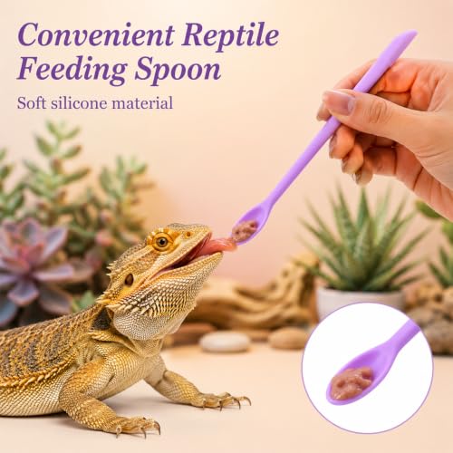 Jeffdad 8 Pcs Reptile Spoon, Crested Gecko Food Mixing Spoon Reptile Powder Fruit Mixing Stirring Food Feeding Spoons Long Handle Feeding Tool fit Gargoyle Bearded Dragon Lizard