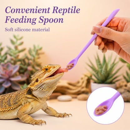 Jeffdad 8 Pcs Reptile Spoon, Crested Gecko Food Mixing Spoon Reptile Powder Fruit Mixing Stirring Food Feeding Spoons Long Handle Feeding Tool fit Gargoyle Bearded Dragon Lizard