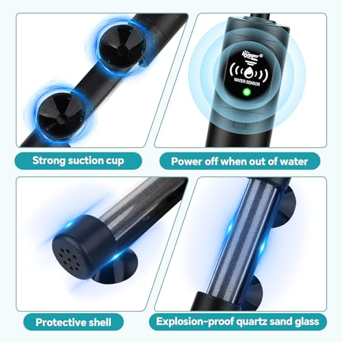 hygger Submersible Aquarium Heater, Small Adjustable Fish Tank Heater with 2 Suction Cups, Temperature Controller, Over-Temperature Off-Water Protection for Saltwater Freshwater (25W, 2-5 Gallon) - size: 25W, 2-5 Gallon