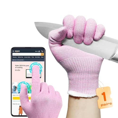 JDL ANSI A6 Cut-Resistant Gloves for Women, Food Grade, Knife Protection, Glass Handling, Superior Comfort & Lightweight, Pink, Small - color: Pink, size: Small