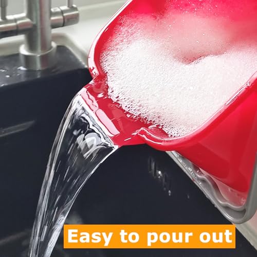 4 Pack Sanitizing Buckets, 3 Quart Square Sanitizing Bucket, Stackable Small Cleaning Pail with Handle, Detergent Buckets for Restaurant Commercial Home Kitchen Office School, Red