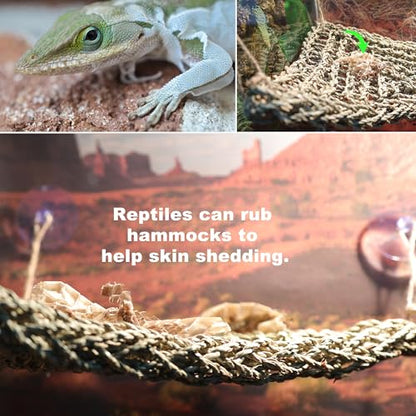 Bearded Dragon Hammock Lizard Tank Accessories Reptile Lounger Amphibian Habitat Décor for Chameleon, Geckos, Snakes, Hermit Crab, Lguana Reptiles, Tortoises - size: 30"+16"