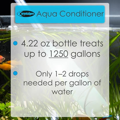 Crystalpro Aqua Conditioner - Treats 1250 Gallons - Aquarium Water Conditioner - Neutralizes Chlorine and Ammonia 4.2 Oz - size: 125 ml