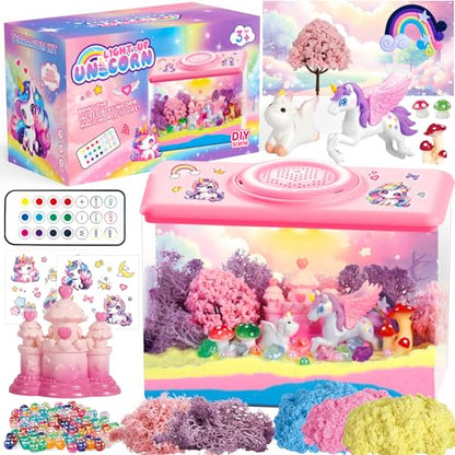 HYASIA Unicorn Light-Up Terrarium Kit for Kids - Night Light with Remote & Music, DIY Arts and Crafts for Kids Ages 8-12, Perfect Birthday Hoilday Graduation Gifts for 4-12 Year Old Girls