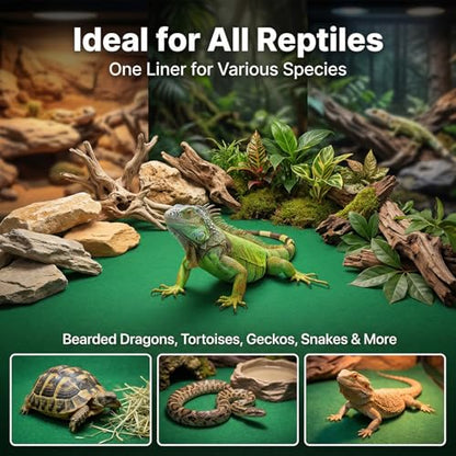 MAQIHAN Reptile Carpet for 40 Gallon - 39 x 20 Inch Reptile Mat, Green | Bearded Dragon Mat, Cut-to-Fit Terrarium Liner for Leopard Geckos, Snakes, Lizards and Tortoise Habitats