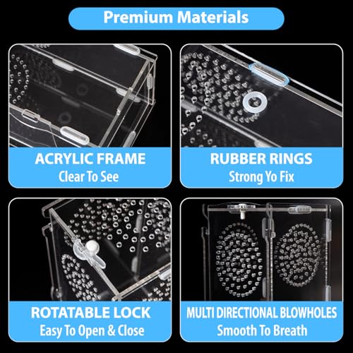 Jumping Spider Enclosure, Acrylic Praying Mantis Habitat, 8"*4"*4" Insect Terrarium, Small Reptile Cage Accessories with Secure Lock for Arboreal Tarantula, Snails, Bug, Lizard - size: Small-8''x4''x4''