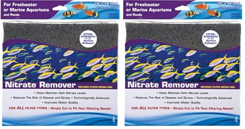 PENN-PLAX Nitrate Reducer Aquarium Filter Media Pad – Easy to Cut into Any Size Your Filter Requires – 10” x 18” (Pack of 2) - size: 10" x 18" (Pack of 2), style: Nitrate Reducer