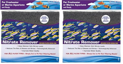 PENN-PLAX Nitrate Reducer Aquarium Filter Media Pad – Easy to Cut into Any Size Your Filter Requires – 10” x 18” (Pack of 2) - size: 10" x 18" (Pack of 2), style: Nitrate Reducer