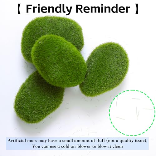 12 Pcs Artificial Moss Rocks (6 Sizes) Fake Rocks, Moss Balls, Faux Moss - Perfect for Flower Arrangements, Gardens, DIY Crafts, and Aquarium Plants Decorate