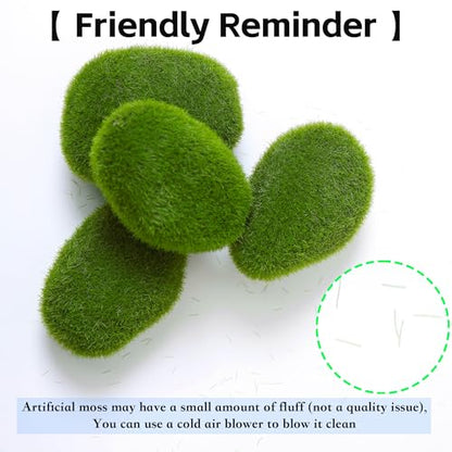 12 Pcs Artificial Moss Rocks (6 Sizes) Fake Rocks, Moss Balls, Faux Moss - Perfect for Flower Arrangements, Gardens, DIY Crafts, and Aquarium Plants Decorate